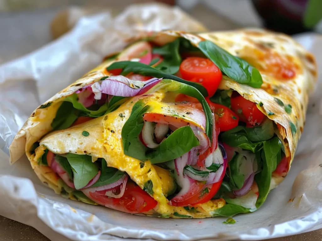 Wrap de Omelete com Vegetais